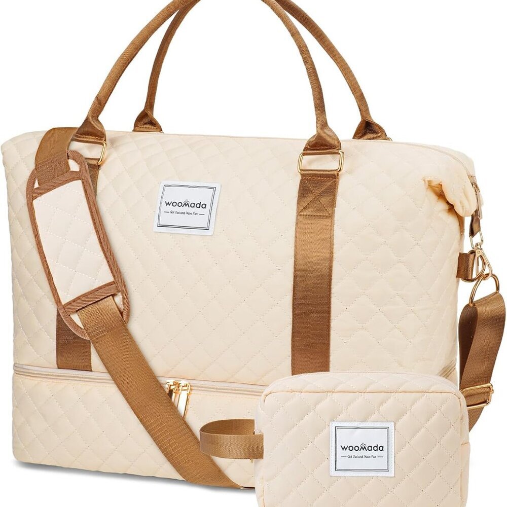 Weekender Bag for Women, Carry on Travel Duffel with Shoes Compartment, Large Si